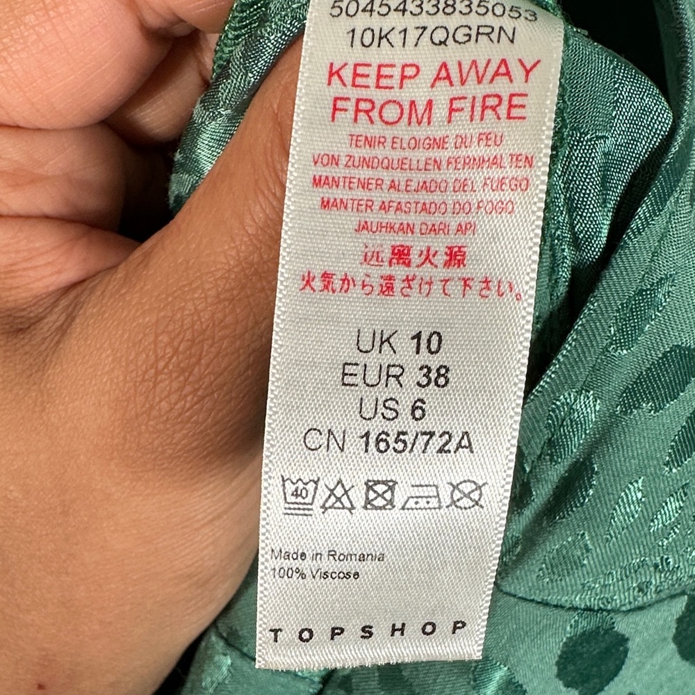 Topshop Emerald Green Statement Wide-Leg Jumpsuit – Tie Neck – Size 6 - Picture 12 of 15